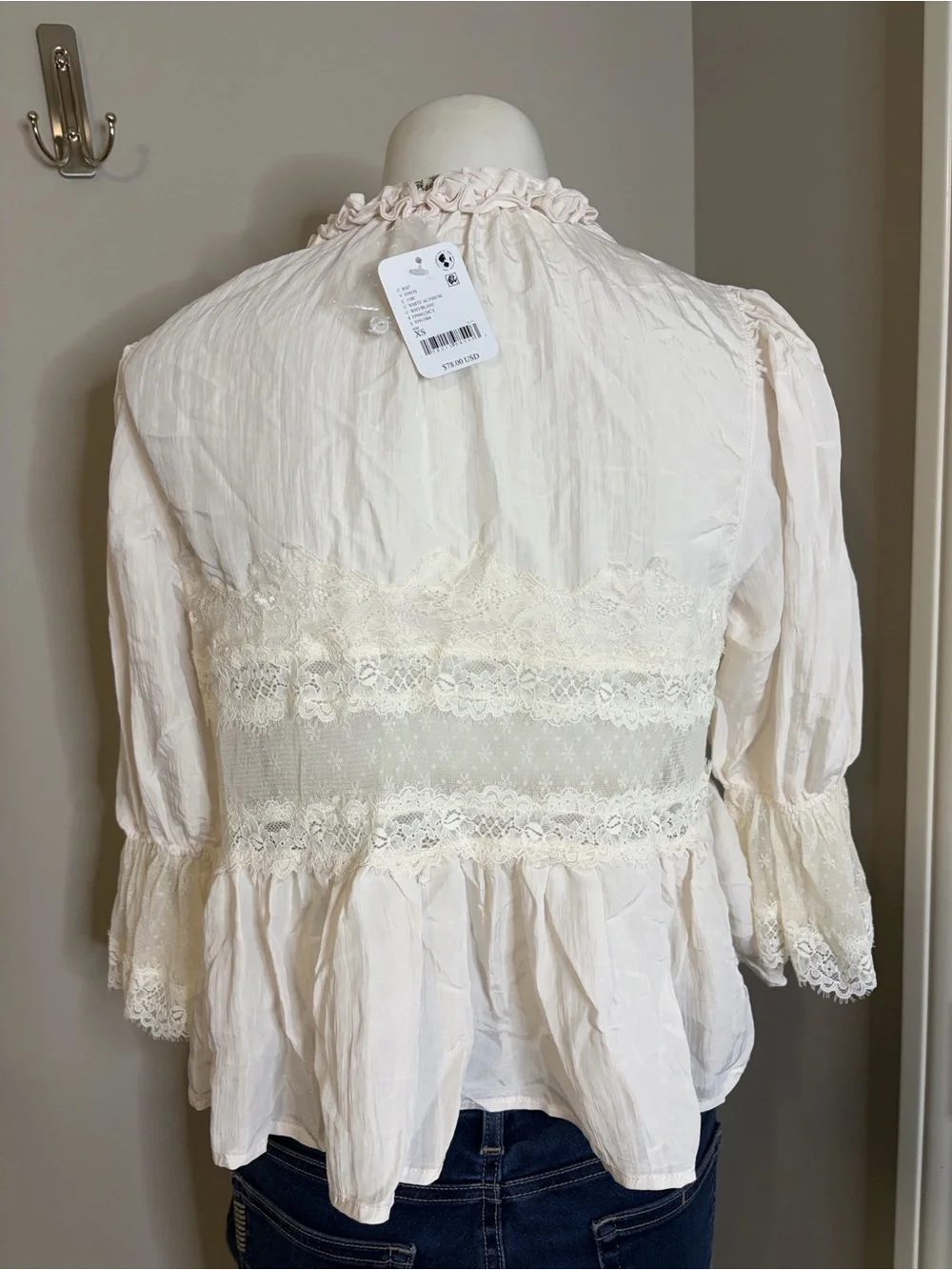 Free People Forever Young Bed Jacket White Alyssum Top Sz S NEW